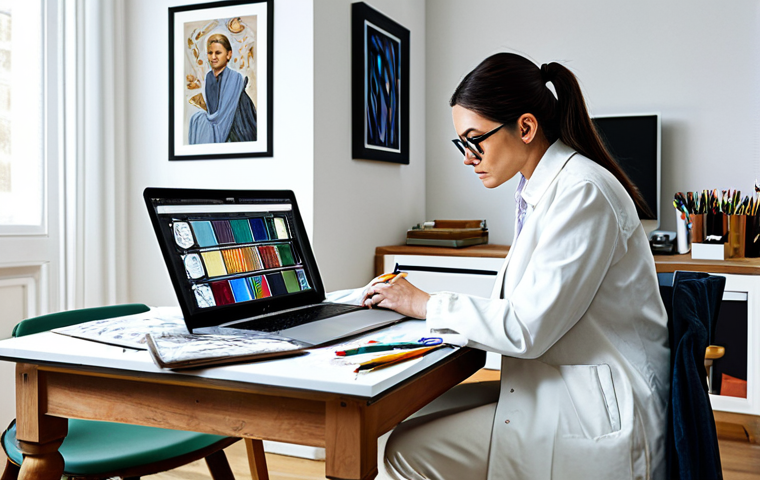 Budgeting Artist**
A professional artist in a modest studio, meticulously planning a budget on a laptop, surrounded by art supplies, fully clothed, appropriate attire, safe for work, perfect anatomy, natural proportions, financial responsibility theme, well-lit scene.
**