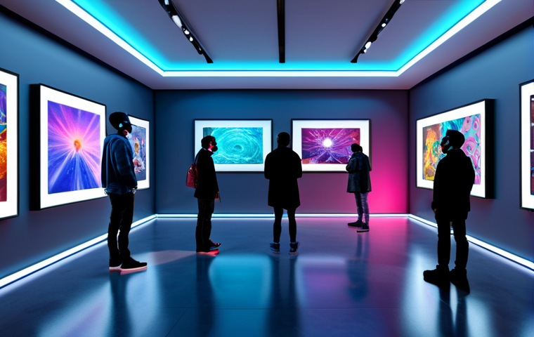 문화예술 정책 연구 동향 - **Digital Art Revolution:** "A vibrant digital artwork showcasing a futuristic art gallery, filled w...