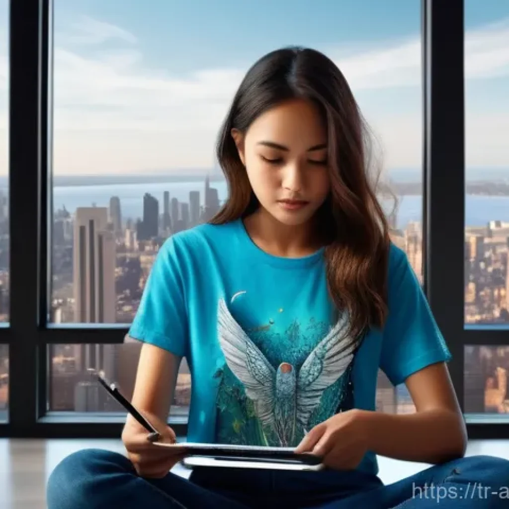 예술 저작권 및 지식재산권 - **Prompt 1: Digital Art Under Threat**
A contemporary female digital artist, mid-twenties, with ...